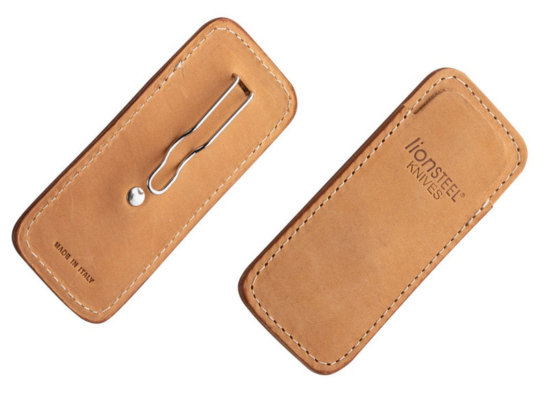 Lionsteel Vertical leather sheath with clip sand colour