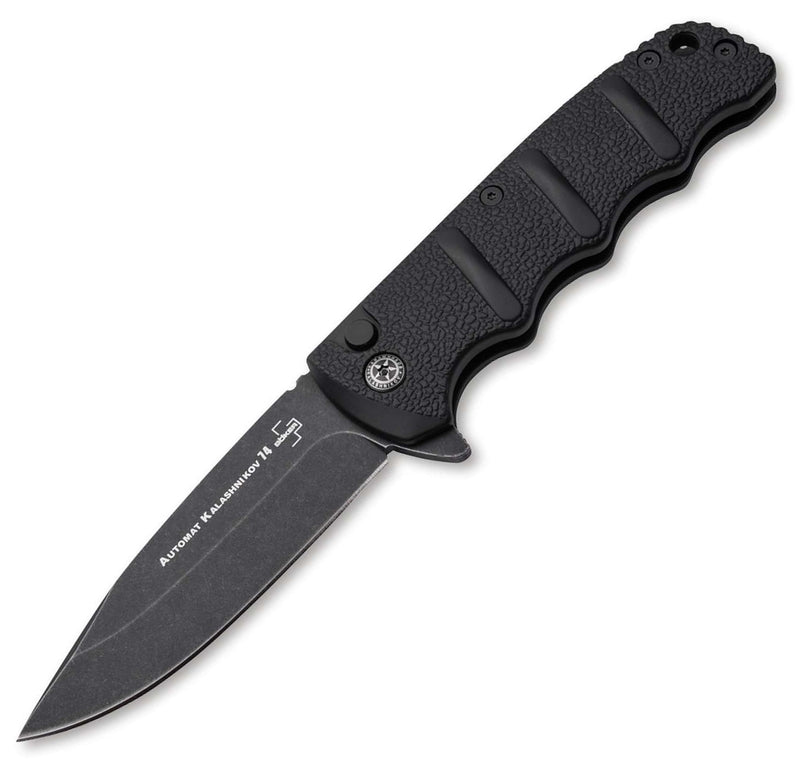 Böker Plus AKS-74 Black Drop point Stonewash 01KAL136