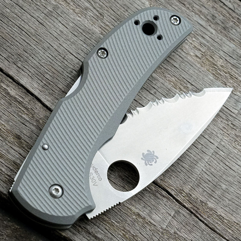 AWT Spyderco Native 5 Lightweight (LW) Scales - Aggressive Agent Series - Linerless - Gun Metal Grey Cerakote