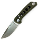Reate PL-XT Pivot Lock Green Micarta Black G10 Stonewash