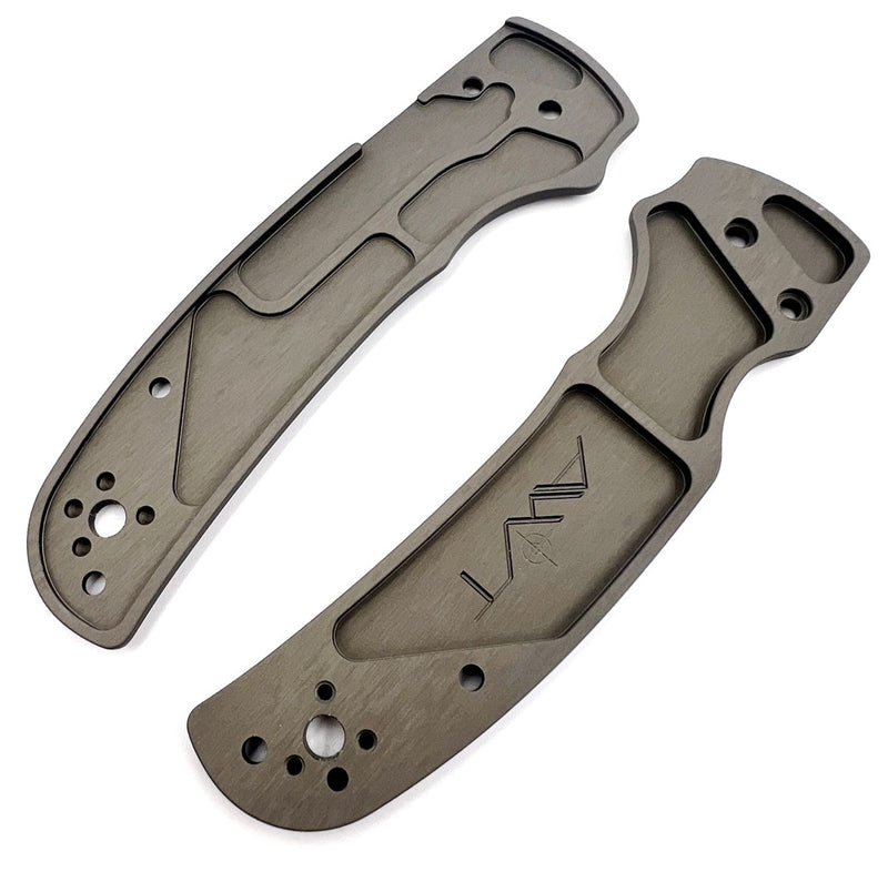 AWT Spyderco Shaman Scales – Aggressive Agent Series - Contoured - Clip Side Liner Delete - Satin Screw - Sniper Grey Anodized