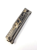 Reate EXO-M Ti Burl Linen Camo Micarta Elmax Tanto Gravity Knife