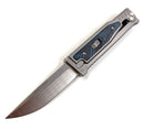 Reate EXO-M Ti Blue/Black G10 Damascus Pattern Elmax Drop Point Gravity Knife