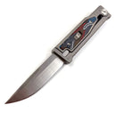 Reate EXO-M Ti Blue/Black G10 Damascus Pattern Elmax Drop Point Gravity Knife