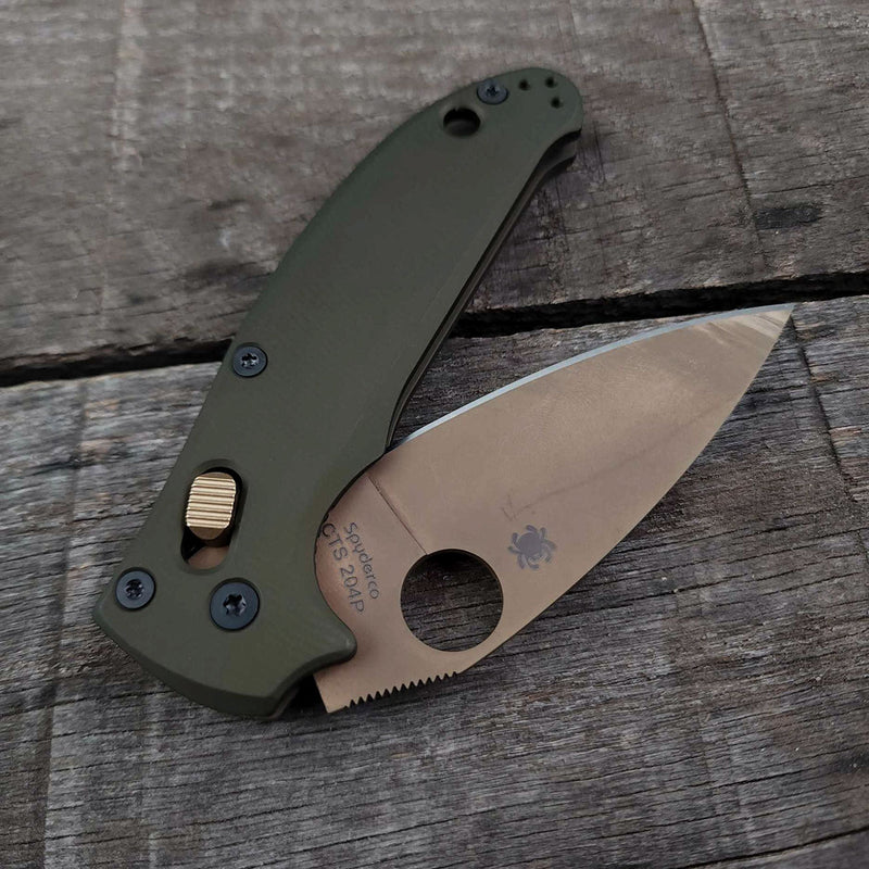 AWT Spyderco Manix 2 Scales – Agent Series – Linerless – Black Screws - OD Green Anodized