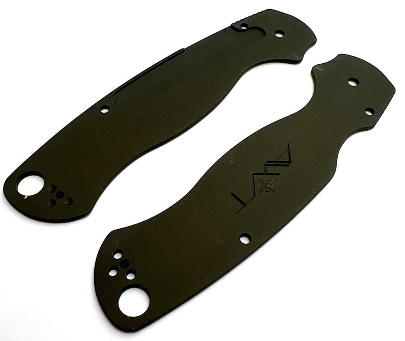 AWT Spyderco Para Military 2 CruCarta Scales - Agent Series - OD Green Anodized