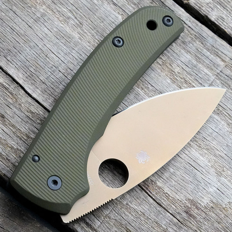 AWT Spyderco Shaman Scales – Aggressive Agent Series - Contoured - Clip Side Liner Delete - Black Screw - OD Green Anodized