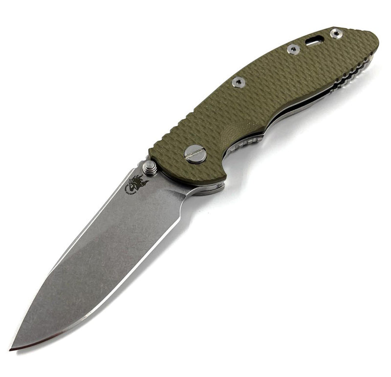 Hinderer XM-18 3.5 S45VN Slicer Non-Flipper Tri-Way Stonewash OD Green G10