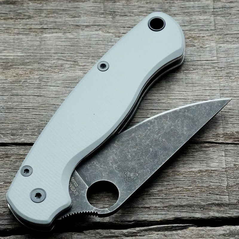 AWT Spyderco Para Military 2 CruCarta Scales - Agent Series - Sniper Grey Anodized